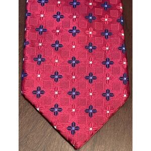 Michelsons Est. 1937 London Red Blue 100% Silk Men’s Neck Tie Made In China
